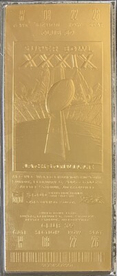 22KT GOLD SUPER BOWL 39 TICKET ~ Willabee & Ward NEW ENGLAND PATRIOTS vs EAGLES