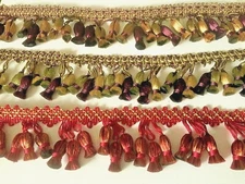TRIPLE TASSEL FRINGE TRIM (PER 5 YARDS) PICK FROM 3 DIFFERENT COLORS 2 INCH LONG