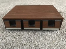 Vintage Light Wood 39 Cassette Tape Holder 3 Drawer Storage Case