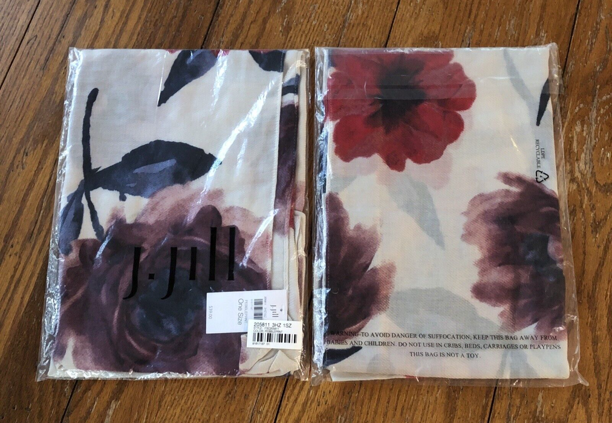 NWT New J.Jill Pebbleprint Cream Red & Purple Floral Infiniti
