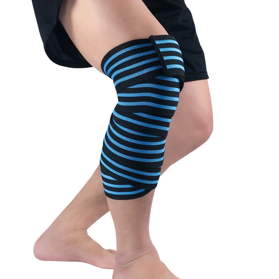 Men Striped Stretch Bandage Sports Fitness Elastic Support Gym Running Knee Pad - Image 2 of 4