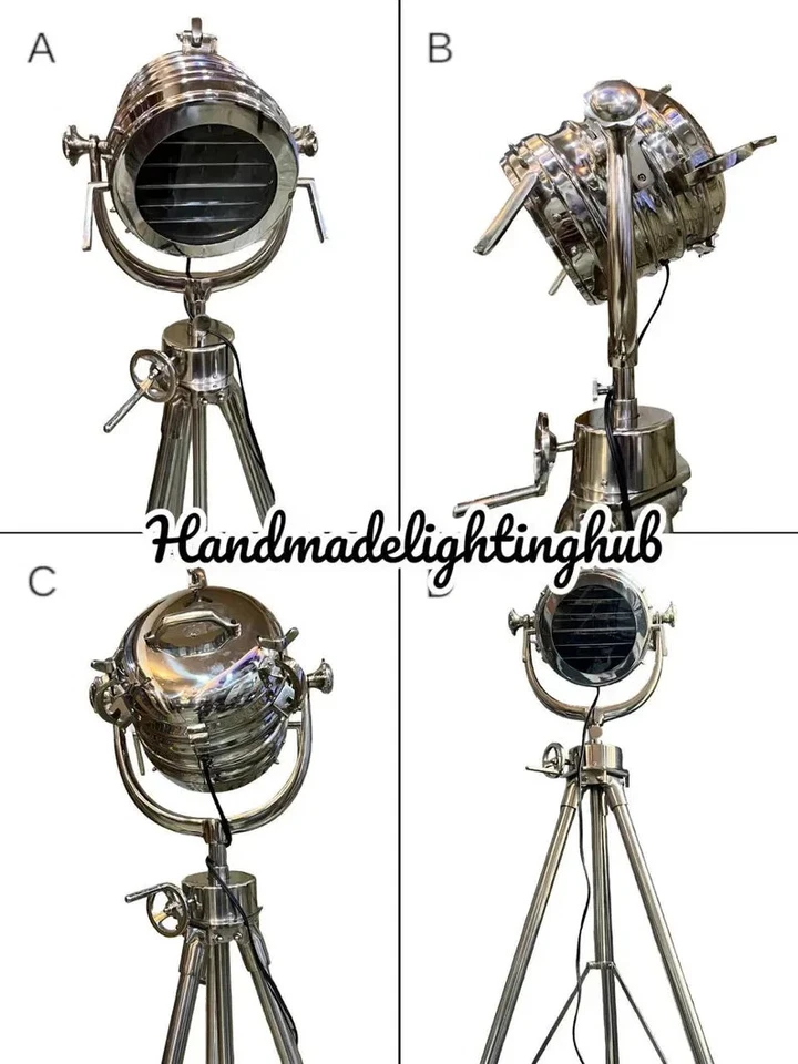 Foco Náutico Cromo Lámpara de Pie - Proyector de Señal Marina con Trípode de Metal Foto 4 de 4