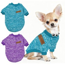 Dog Classic Sweater for Small Dogs 2XL, Purple/Blue, 2Pcs 