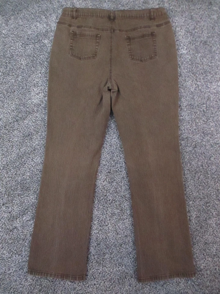 Jeans Diane Gilman DG2 para mujer 12 marrón pierna recta elástico denim 33x31 Foto 3 de 4