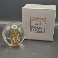 THE AXA FINAL BALL, WEMBLEY TURF COMMEMORATIVE PAPERWEIGHT. BOXED.