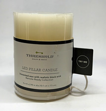 Threshold LED Flameless Wax Pillar Candle Unscented Ivory Round 4 in Timer