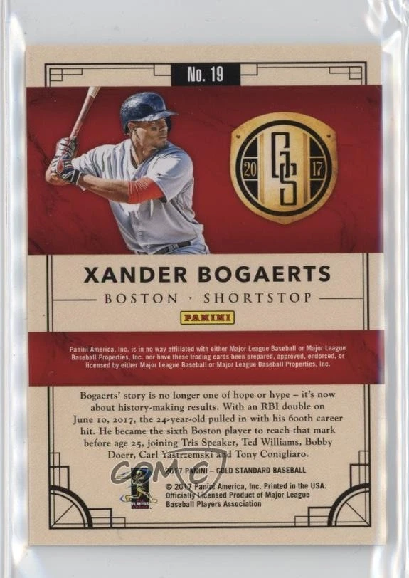 2017 Panini Chronicles Gold Standard /269 Xander Bogaerts #19 - Image 2 of 2