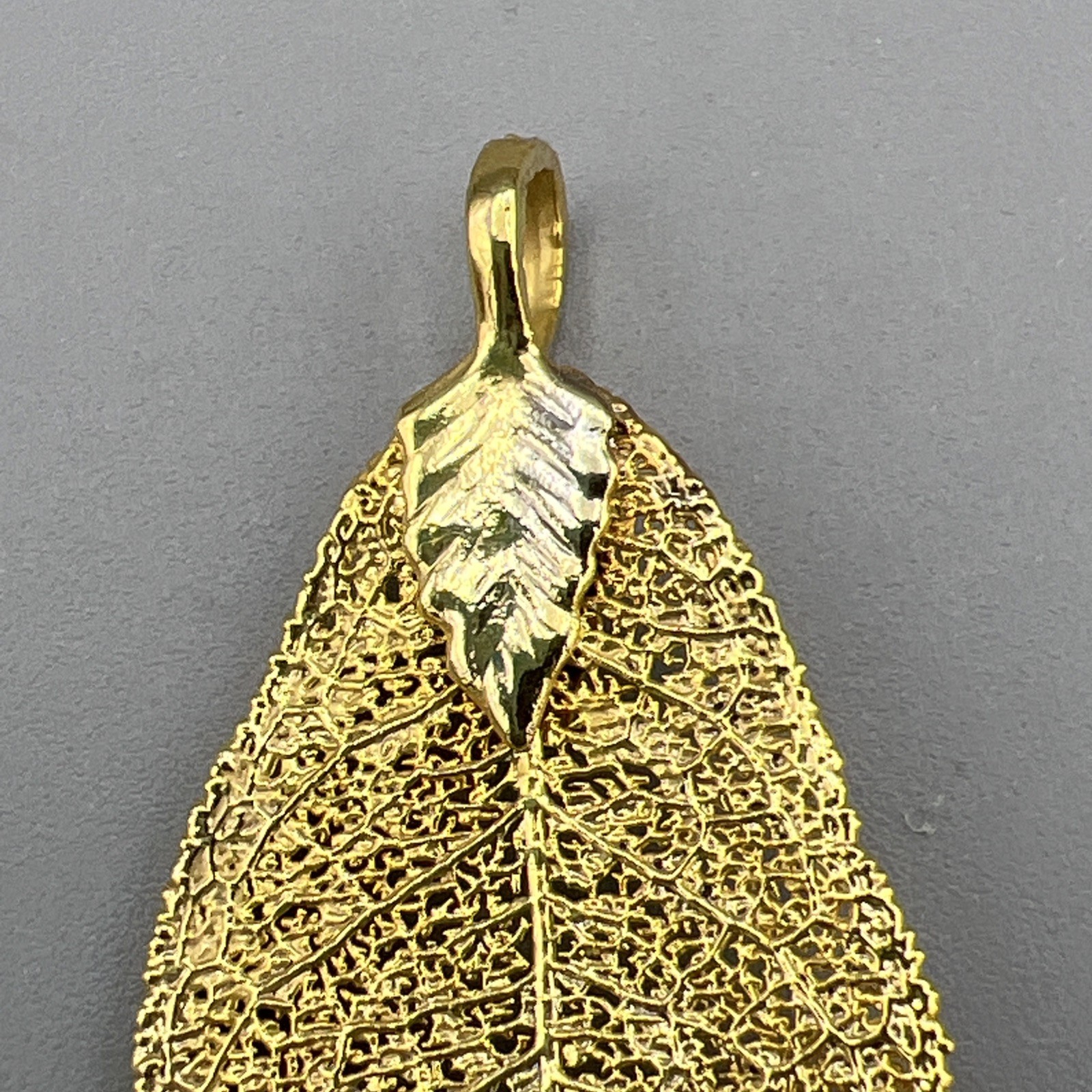 Vintage Gold Dipped Leaf Pendant - image 2