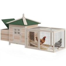 77" Wooden Chicken Coop with Nesting Box for Garden Backyard Natural