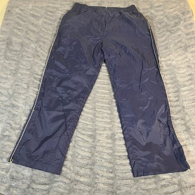Reebok Navy Blue Track Pants Athletic Side Stripe Zip Bottoms Mens L