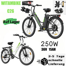 Neu 26" 250W Elektrofahrrad 36V 15Ah City E-Bike 25km/h 43NM Damen/Herre 7 …
