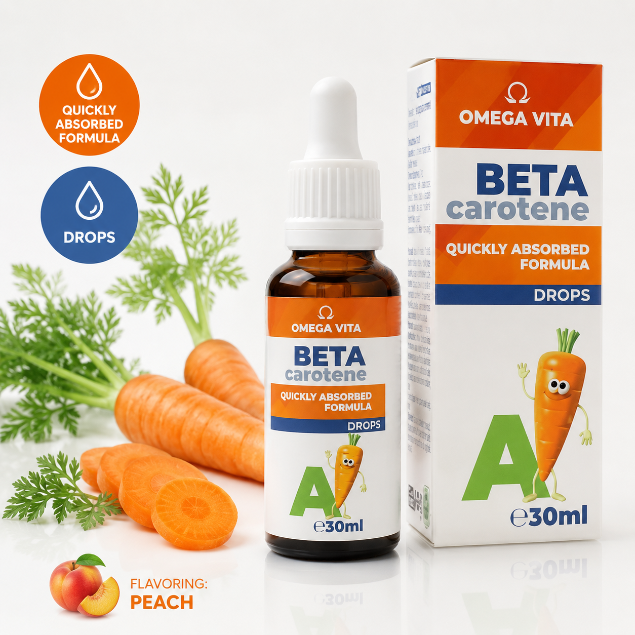 Beta Carotene Vitamin A Drops  Qickly Absorbed Formula  30ml