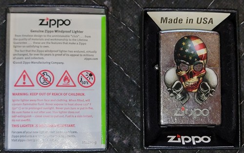 Zippo Skull American Flag Patriotic Windproof Lighter Made in USA