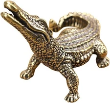 Toyvian 1Pc Mini Brass Crocodile Figurine Animal Sculptures and Statues Fish... 