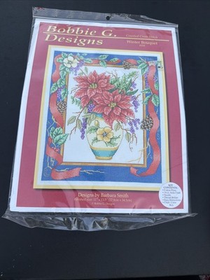 Bobbie G Design Winter Bouquet #104 Counted Cross Stitch KIT Christmas New NIP