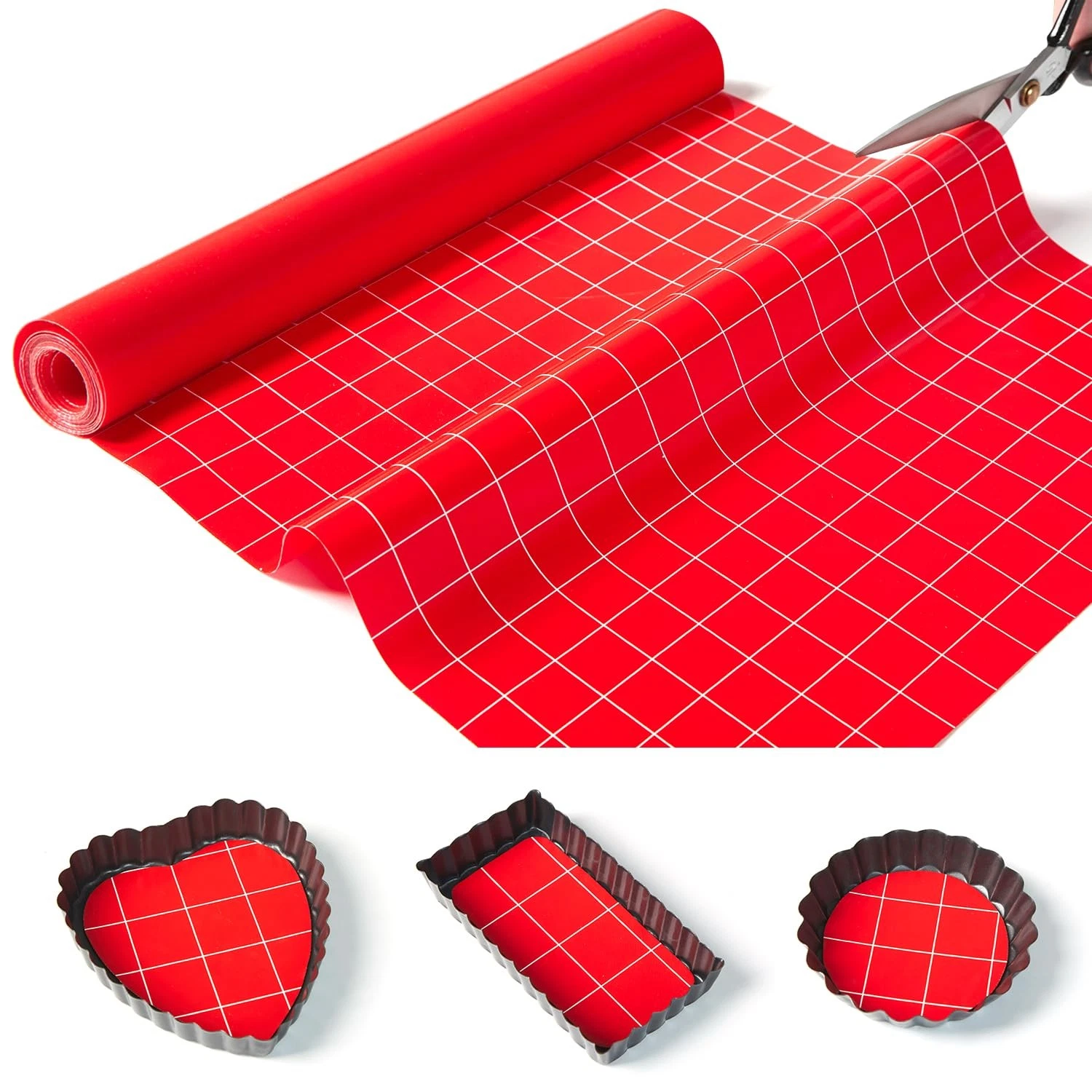 Silicone Baking Mat Roll 12IN*5FT Free Cutting, Non-Slip Pastry Mat, Non-Stic...