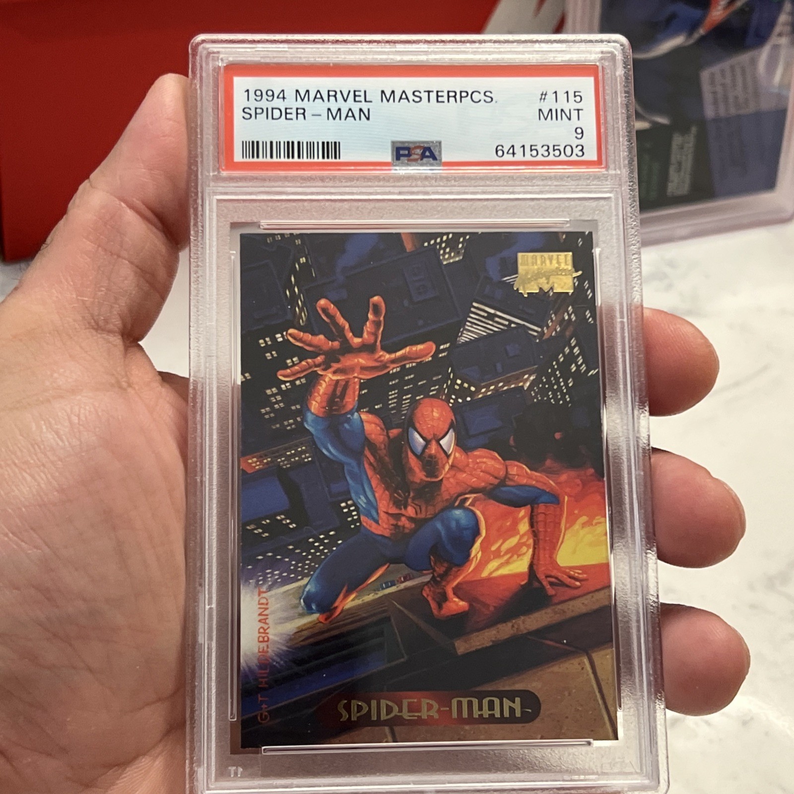 1994 Marvel Masterpieces - Spider-Man & Venom PSA 9 Combo Set view 3