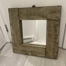 Rustic Wooden Wall Mirror 53 X 53 cm Handmade Solid Wood Designate Products