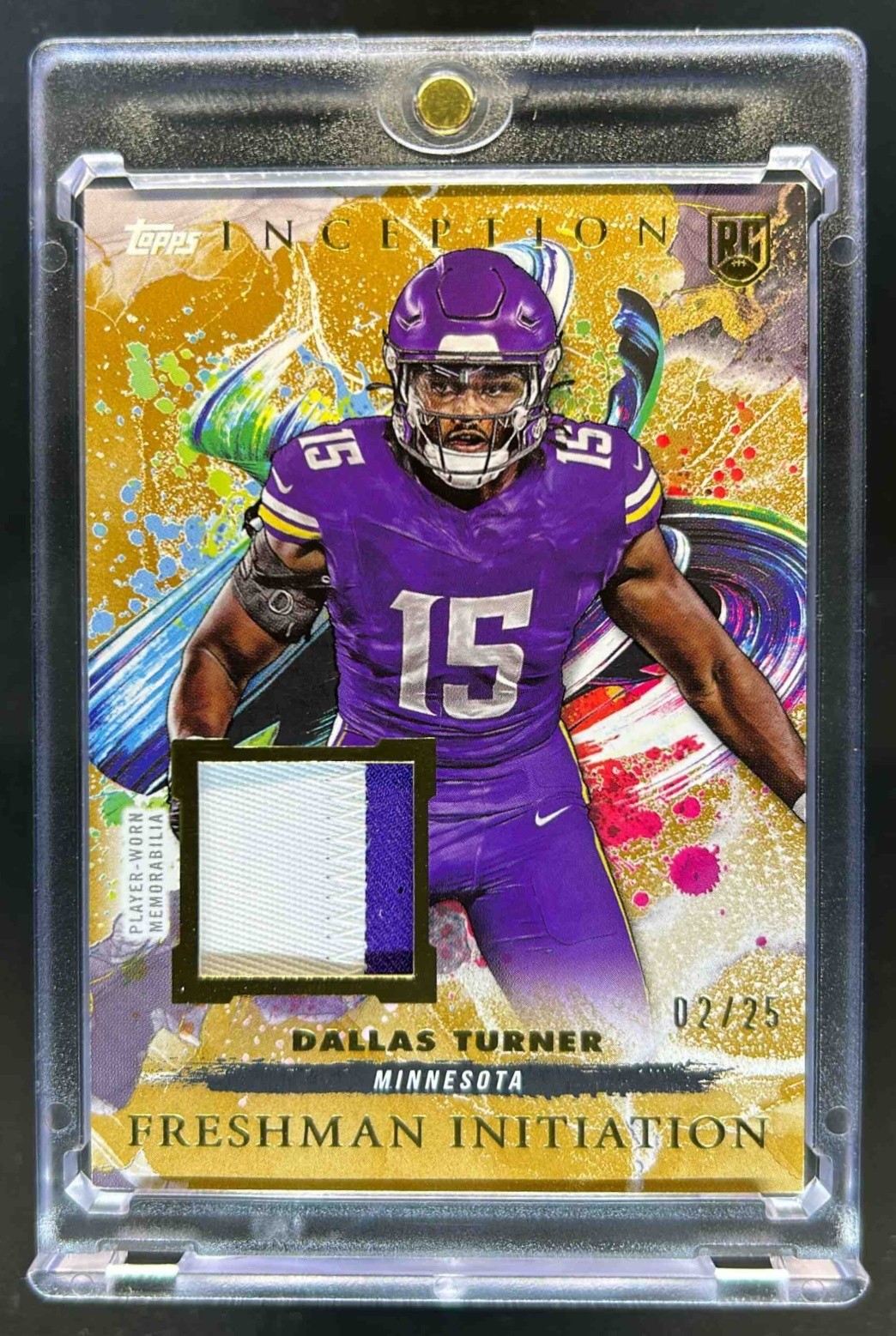 Dallas Turner Topps Inception Freshman Initiation Relics #FI21 Gold