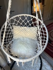 White Cotton Indoor Hanging Chair Swing Seat