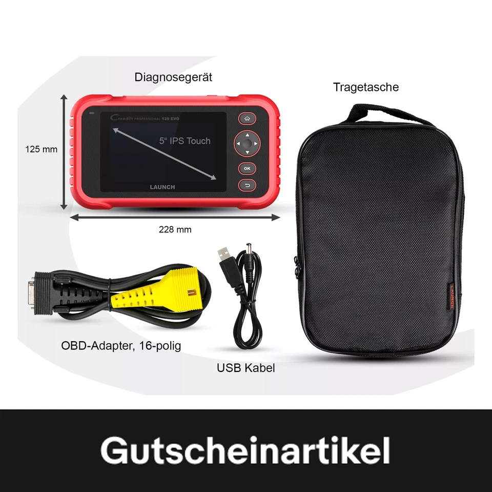 LAUNCH Diagnosegerät CRP129EVO OBD2 4Steuergeräte Diagnose+8 Service Funktionen