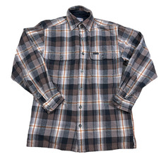 Carhartt Flannel Shirt Men Small Brown Plaid Work Wear Camp Pockets Cotton Adult