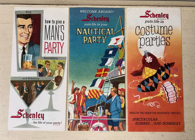 Three Vintage 1963 Schenley Brochures How to Give A Man's Party Nautical Costume
