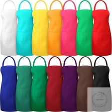 14 Pcs Plain Bib Aprons Bulk with 2 Pockets Adult Mixed Color Commercial Cooking