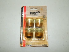 NOS Gem Electric Mfg Co 30 Amp Plug Fuse 4 Pack Standard Base 125V AC Only