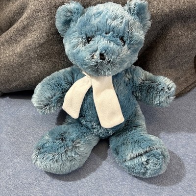 DANDEE Soft Blue Teddy Bear Limited 16'' Plush Stuffed Animal Button Eyes Scarf