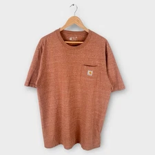 Carhartt Loose Fit Pocket T-Shirt XL Brown Heather Logo Patch Workwear Tee