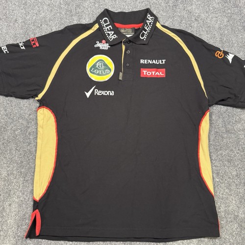 Lotus F1 Team Renault Formula 1 Racing Polo Shirt Men’s Large Sponsor Logo Black