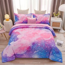 Galaxy Bedding Set - Outer Space Comforter  3D Printed Space Quilt, Cosmic