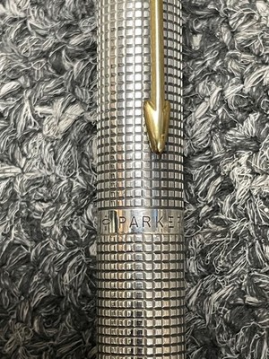 Vintage Parker 75 Cisele Fountain Pen Sterling Silver 925 14k Gold