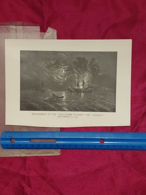 Bon Homme Richard Serapis Engagement Sept 23 1779 John Paul Jones Antique Print