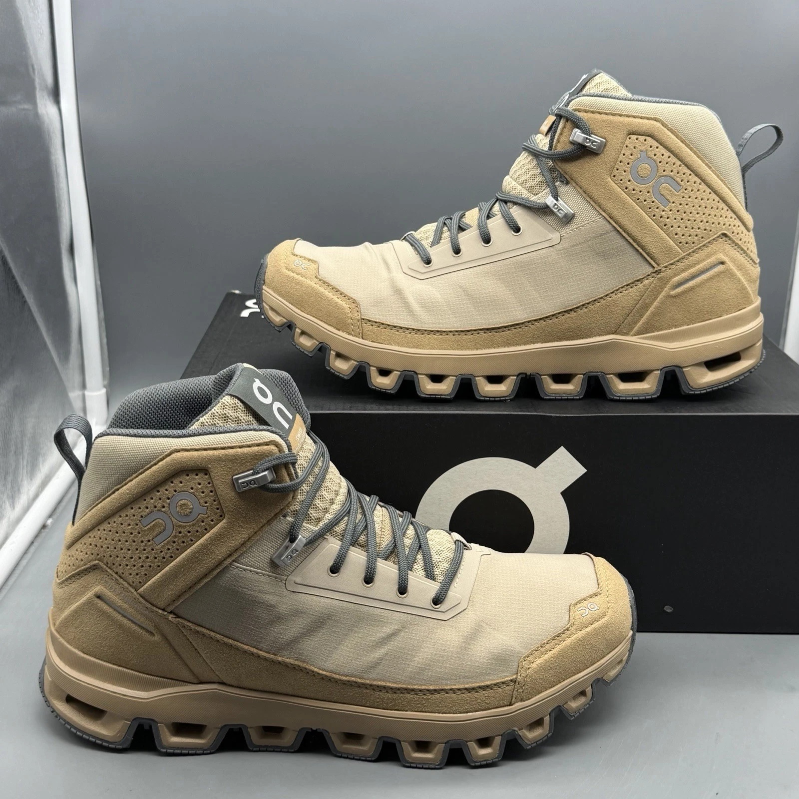 On Cloudridge Men’s 7.5 Women’s 9 M Trail Hiking Shoes Outdoor Boots ‘Sand/Rock’