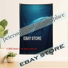 Blue Whale Tapestry 3D Look Ocean Wildlife coastal bathroom 39X59 in