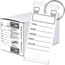 Versa-Tags 250 Per Box, Self-Protecting Paper Key Tags 250 Tags, Solid White 