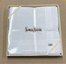 Neiman Marcus 13 White Large Mercerized Hand Rolled Cotton Handkerchiefs New