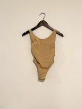 American Apparel Tan Beige Bodysuit Scoop Neckline Low Back Bodysuit XS