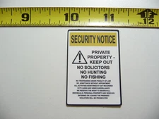 SECURITY NOTICE PRIVATE PROPERTY SMALL STICKER DECAL LITTLE MINI SIGN
