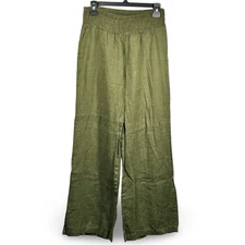 Bebe 100% Linen Wide Leg Pull On Pants Size Medium Made in USA Boho Lounge Beach