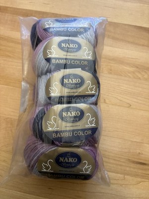 Yarn Lot - 5 Skeins Nako Bambu Color, NIP Cashmere And Bamboo