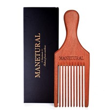 Beard Pick for Men 7" Handmade Afro Hair Comb - Wooden Grooming Tool for Men,...