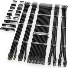 Black PSU Cable Extension Kit, 16AWG, 24-Pin ATX, 8-Pin EPS, 2x 8-Pin PCIE
