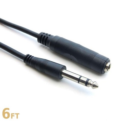 6FT 1/4'' 6.3mm TRS Male to Female M/F Stereo Dj Speaker Guitar Extension Cable