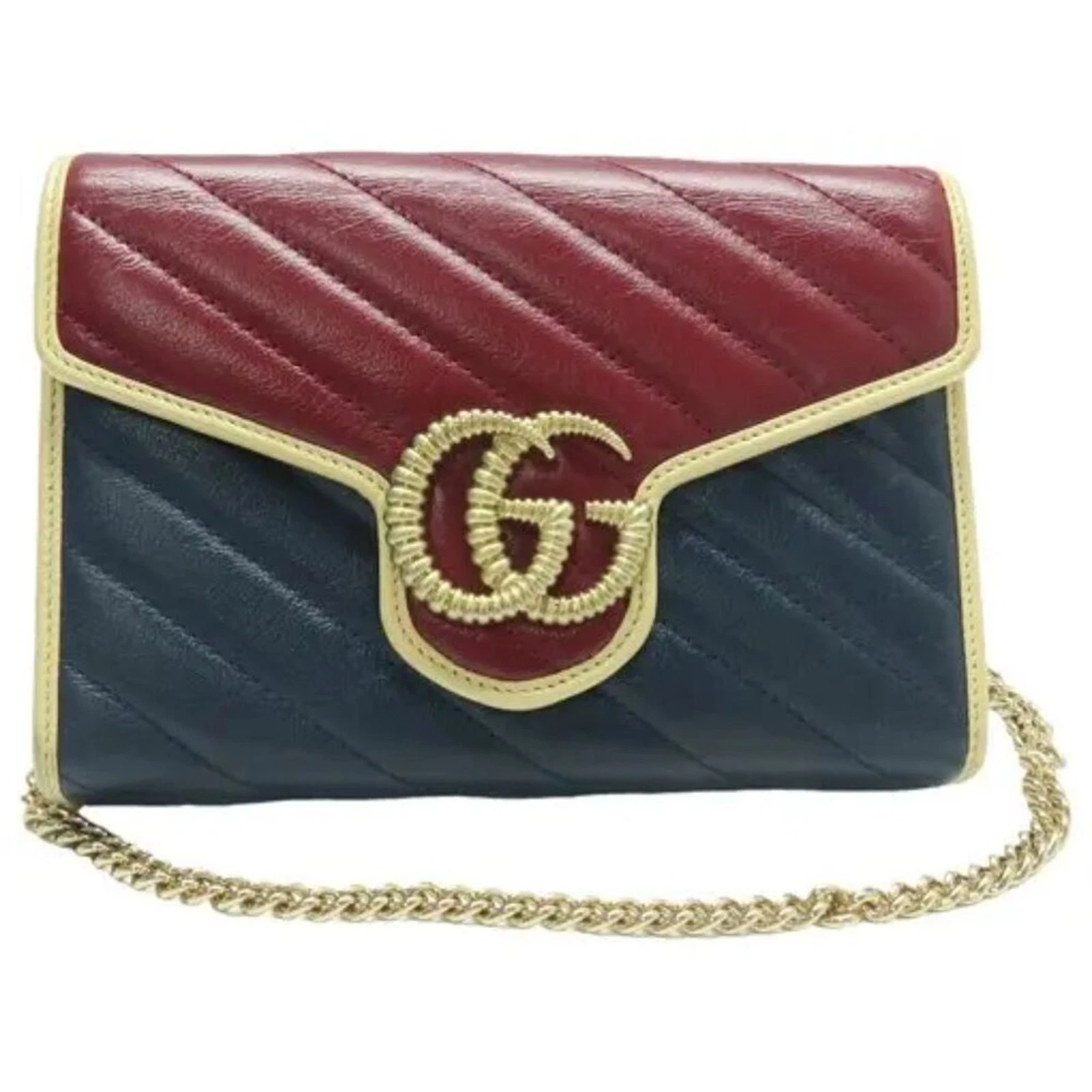 Sac à bandoulière en cuir bleu GUCCI GG Marmont 710 032625