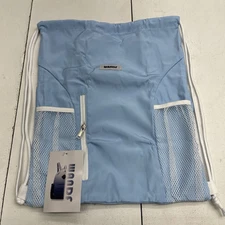 Wandf Light Blue Water Resistant Drawstring Polyester Backpack Bag Defect