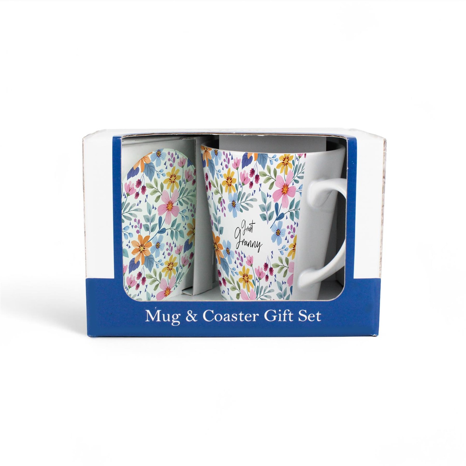 Multicoloured Flowers Great Granny Mug & Coaster Gift Set for Mother's Day