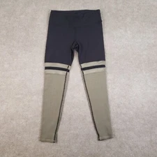 ALO Yoga 7/8 Player Leggings Womens XS Extra Small Black Green Ribbed Mesh